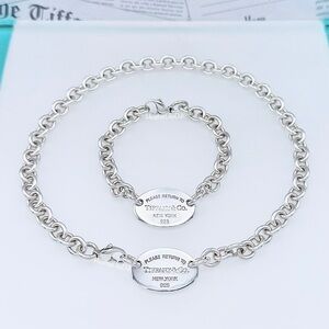 SOLD NEWEST STYLE! Please Return to Tiffany & Co. Oval Tag Necklace Bracelet Set